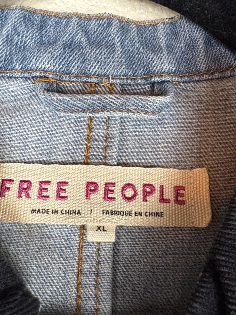 Free People Denim Seamed And Structured Jacket Size XL Military 90s - Picture 2 of 16